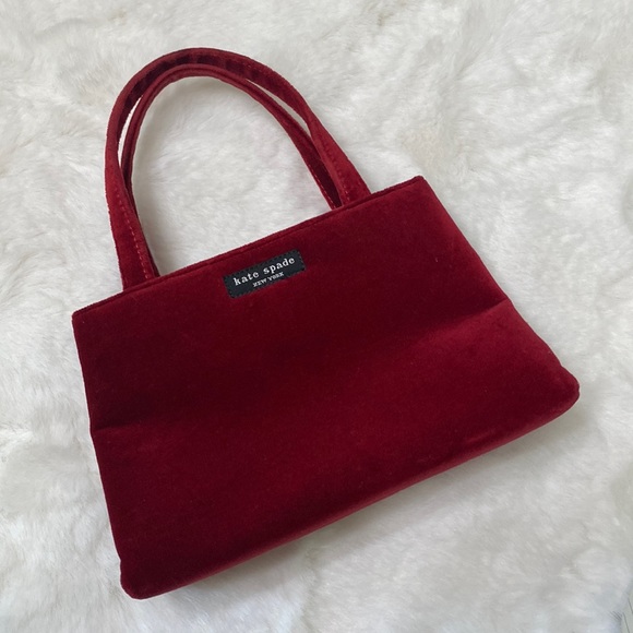 kate spade Handbags - Kate Spade VTG 1990’s mini box tote red velvet handbag